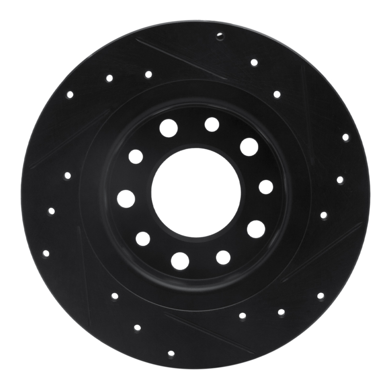 Dodge Dart Brake Rotor (1) - Rear Left - R1 Concepts - Drilled & Slotted - Black - `13-`16